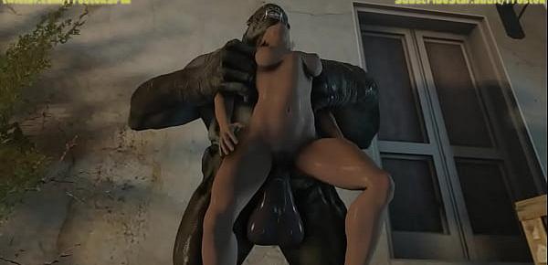  MKX Sonya fucked from behind by huge cock monster 3D animation